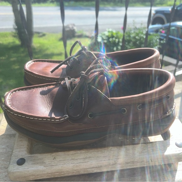 Riggers Men 9.5D 3 Eye Boat Shoes Brown Leather - Picture 5 of 11